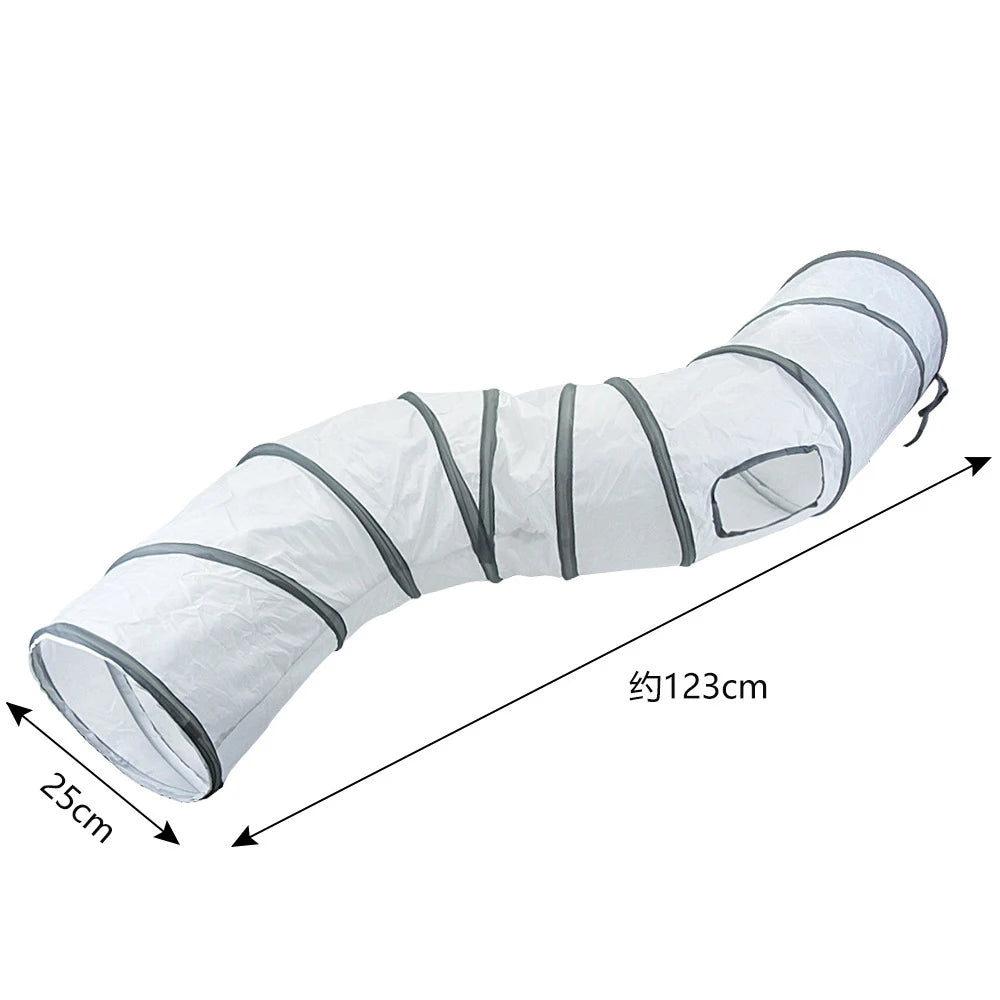 Foldable White Cat Tunnel