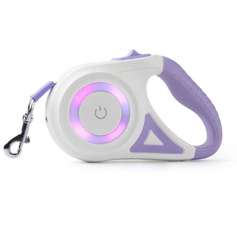 5M Adjustable Retractable Dog Leash + LED — Walk Confidently After Dark