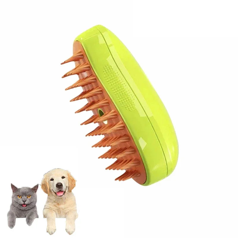 Cat Dog Steamy Brush (3-in-1 Electric Steam Grooming Tool) — Loosens Fur, Reduces Shedding, and Massages While You Brush