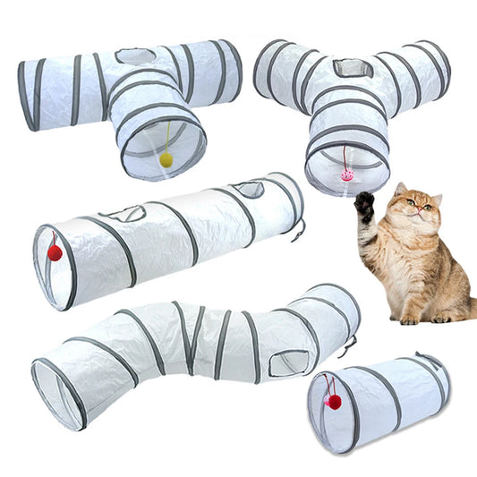 Foldable White Cat Tunnel