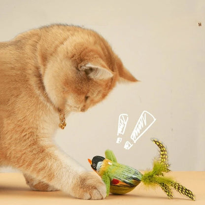 Interactive Wall-Mounted Bird Toy with Catnip + Sound — Encourages Chasing, Jumping, and Play