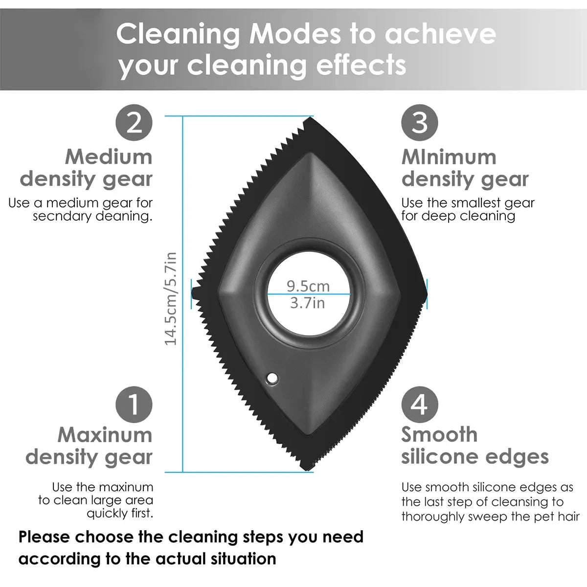 4 Mode Reusable Pet Hair Remover - Dog & Cat Fur Remover For Carpets, Clothing, Furniture And Car Seats.