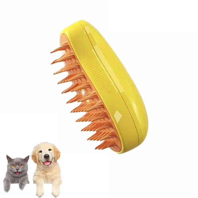 Cat Dog Steamy Brush (3-in-1 Electric Steam Grooming Tool) — Loosens Fur, Reduces Shedding, and Massages While You Brush