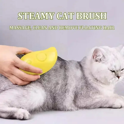 Cat Dog Steamy Brush (3-in-1 Electric Steam Grooming Tool) — Loosens Fur, Reduces Shedding, and Massages While You Brush
