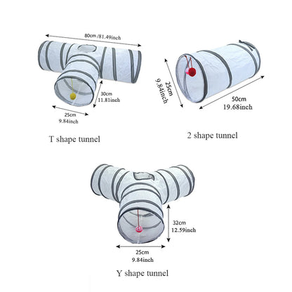 Foldable White Cat Tunnel