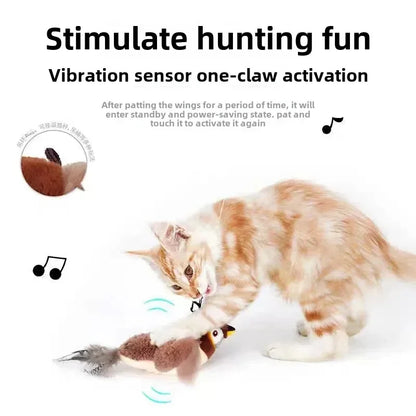 Interactive Cat Toys Rechargeable Flying Bird (Touch-Activated Chirping & Flapping) — Keeps Cats Engaged and Encourages Play