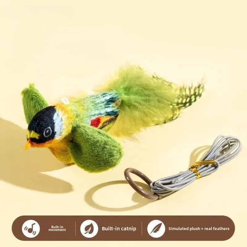 Interactive Wall-Mounted Bird Toy with Catnip + Sound — Encourages Chasing, Jumping, and Play