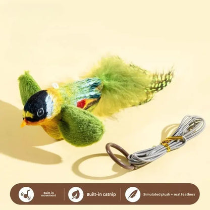 Interactive Wall-Mounted Bird Toy with Catnip + Sound — Encourages Chasing, Jumping, and Play