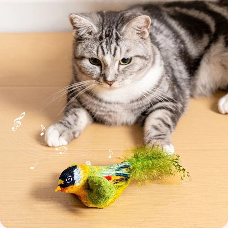 Interactive Wall-Mounted Bird Toy with Catnip + Sound — Encourages Chasing, Jumping, and Play