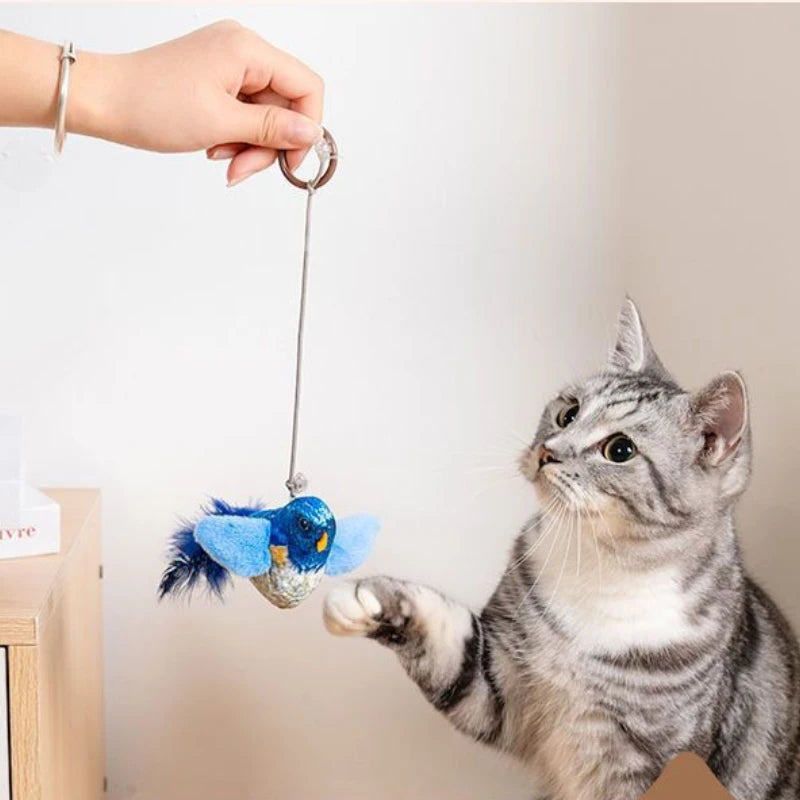 Interactive Wall-Mounted Bird Toy with Catnip + Sound — Encourages Chasing, Jumping, and Play