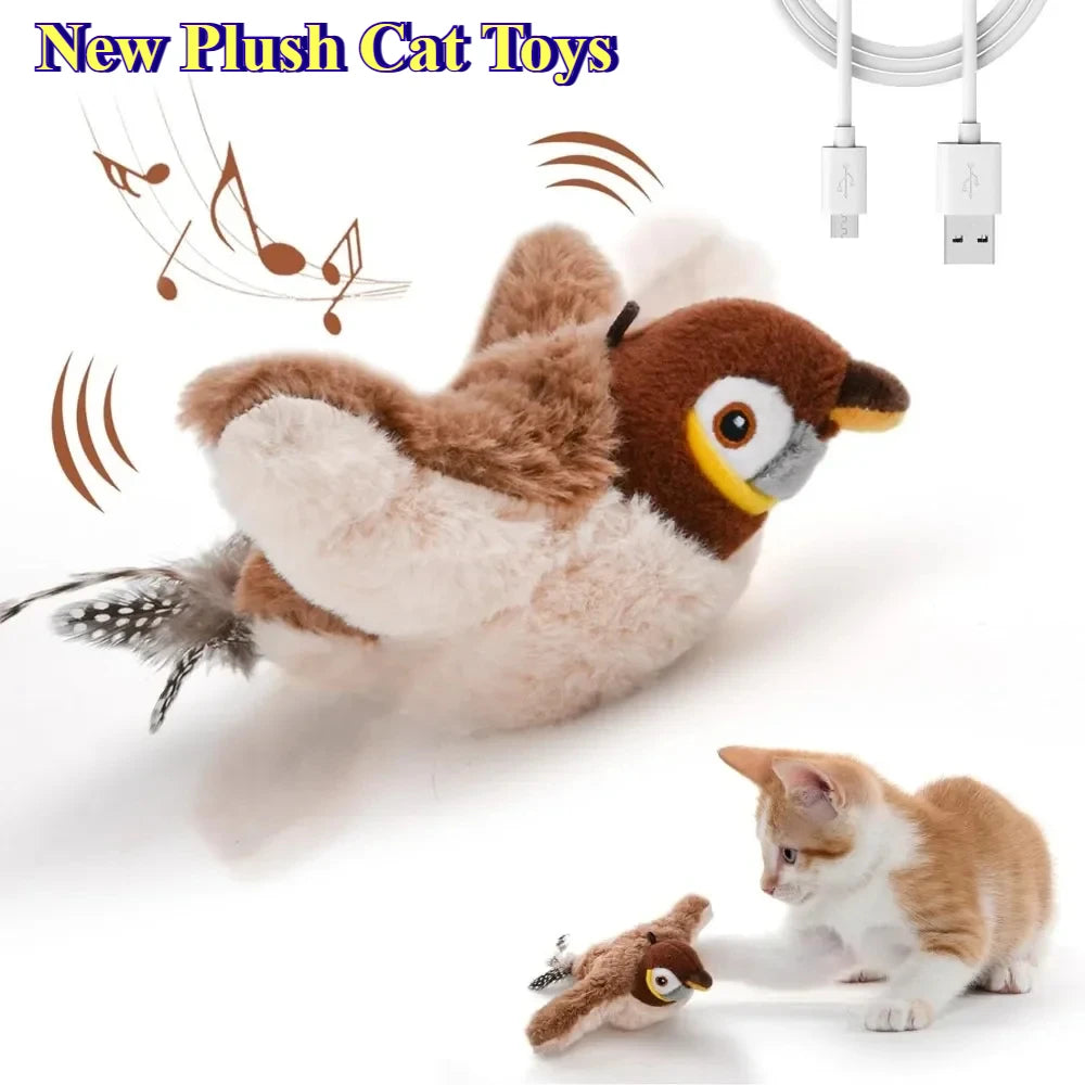 Interactive Cat Toys Rechargeable Flying Bird (Touch-Activated Chirping & Flapping) — Keeps Cats Engaged and Encourages Play